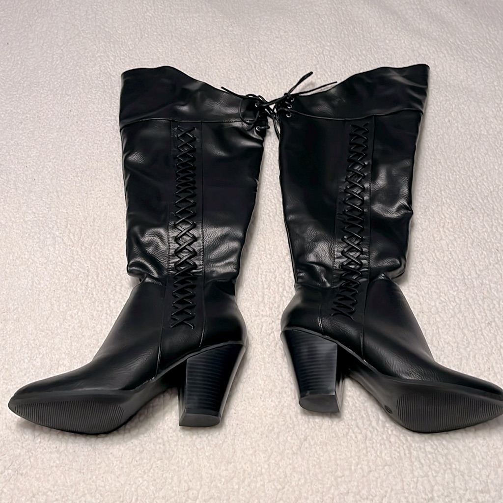 Black Leather Over-The-Knee Boots